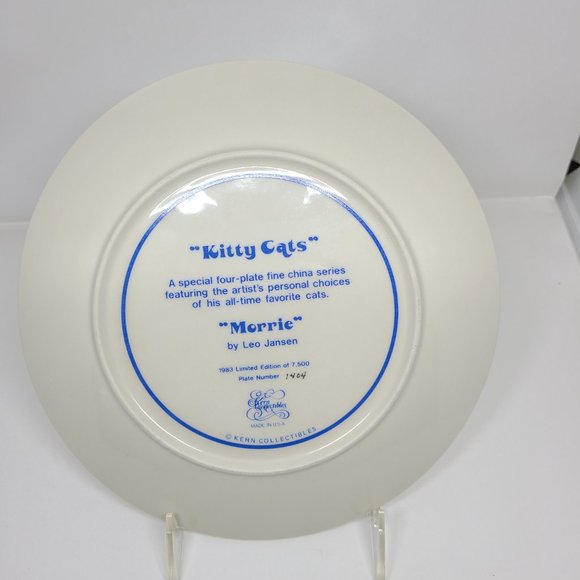 1983 Kern Collectibles 'Morrie' Kitty Cats Plate by Leo Jansen - Picture 2 of 6